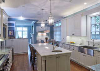 3 X 6 handmade ceramic tile, 2 X 4 handmade ceramic tile, 2 X 6 handmade ceramic border, soft white crackle glaze, lightly hand stained crackle.