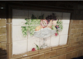 5 X 5 handmade ceramic tile, 1 X 6 handmade ceramic liner